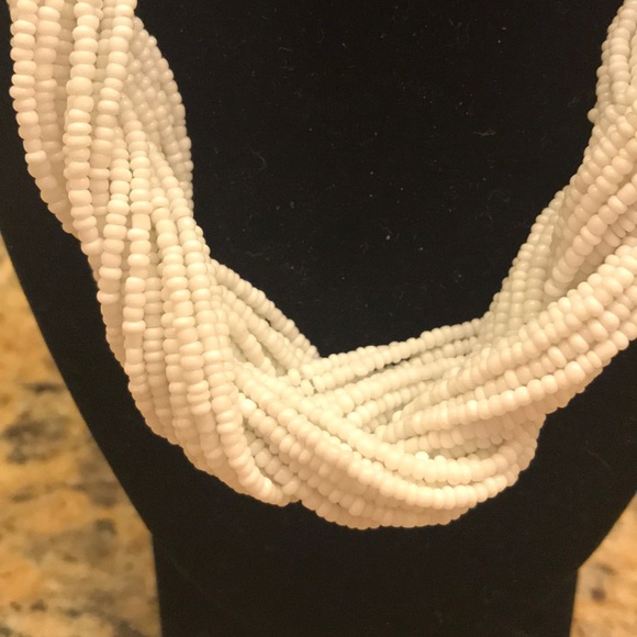 White Beaded Rope Necklace - Picture 2 of 4